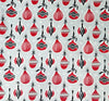 Christmas Fabric - Red Black & White Baubles on Silver Grey - Xmas Craft Fabric Material Metre