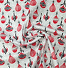 Christmas Fabric - Red Black & White Baubles on Silver Grey - Xmas Craft Fabric Material Metre