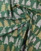 Christmas Fabric - Silver & Gold Glitter Christmas Trees on Green - 100% Cotton Fabric