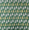 Christmas Fabric - Silver & Gold Glitter Christmas Trees on Green - 100% Cotton Fabric