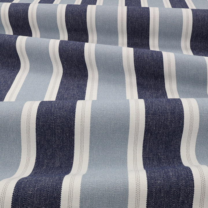 Upholstery Fabric - Romo Talia Delft Navy Blue Stripe Cotton Canvas Curtain Cushion Blind Fabric