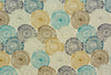 Upholstery Fabric Curtain Cushion Material - Fryett's Zodiac Teal Blue & Yellow