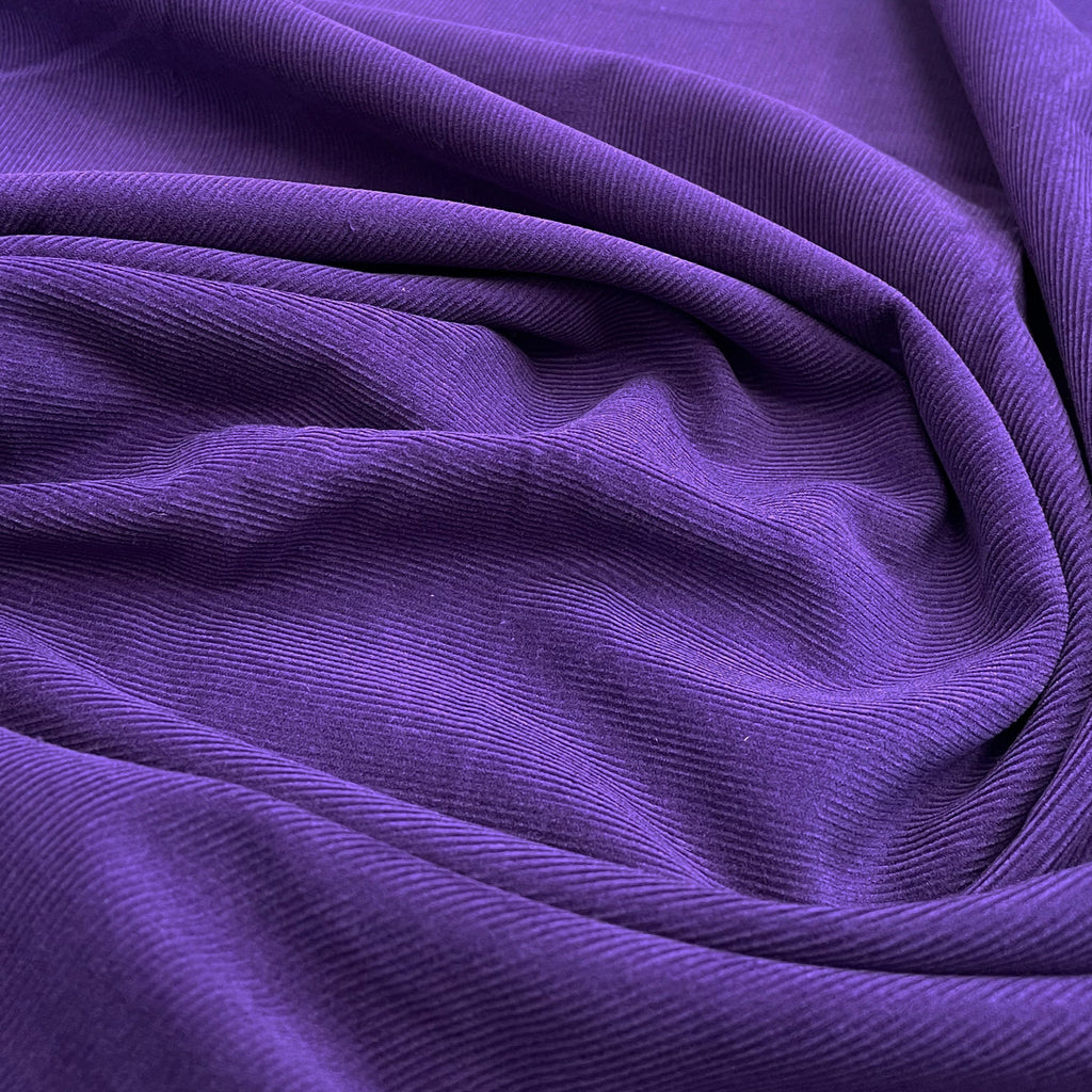Cotton Needlecord Fabric - AUBERGINE - Purple Cord Dressmaking Clothing Fabric Material