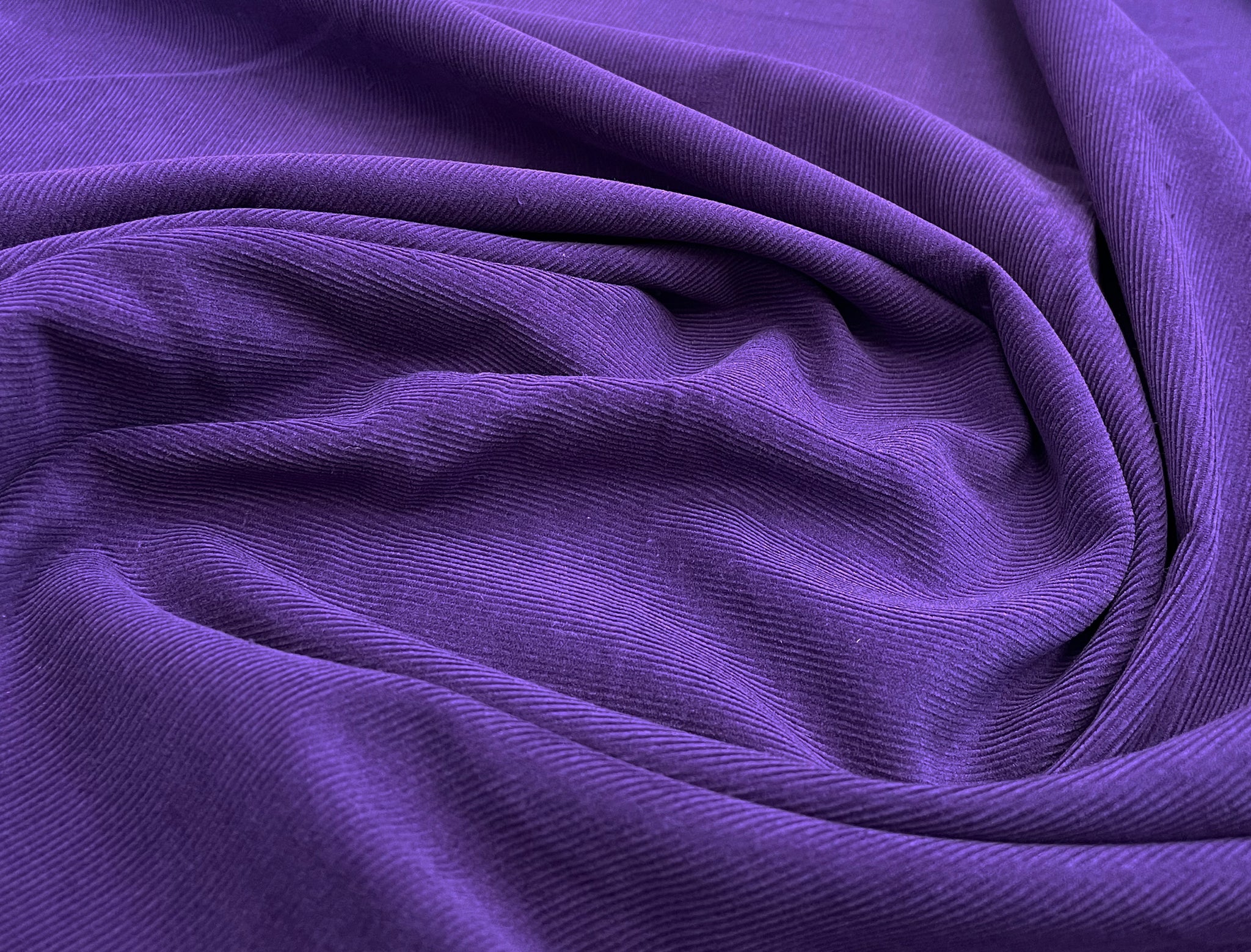 Cotton Needlecord Fabric - AUBERGINE - Purple Cord Dressmaking