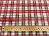 Christmas Fabric - Cream Red & Metallic Gold Festive Tartan - 100% Cotton