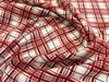 Christmas Fabric - Cream Red & Metallic Gold Festive Tartan - 100% Cotton