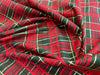 Christmas Fabric - Green Red & Metallic Gold Festive Tartan - 100% Cotton