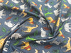 Cotton Poplin Fabric - Zoo Safari Animal on Indigo Blue