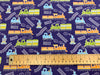 Children's Fabric ~ Choo Choo Trains & Track on Navy Blue ~ Polycotton Prints