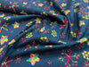 Christmas Fabric - Rainbow Metallic Snowflakes on Navy Blue - 100% Cotton