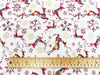 Christmas Fabric - Rainbow Metallic Reindeer on Cream - 100% Cotton