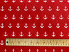 Cotton Fabric ~ White Nautical Anchors ~RED ~ 100% Cotton Fabric