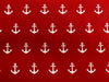 Cotton Fabric ~ White Nautical Anchors ~RED ~ 100% Cotton Fabric