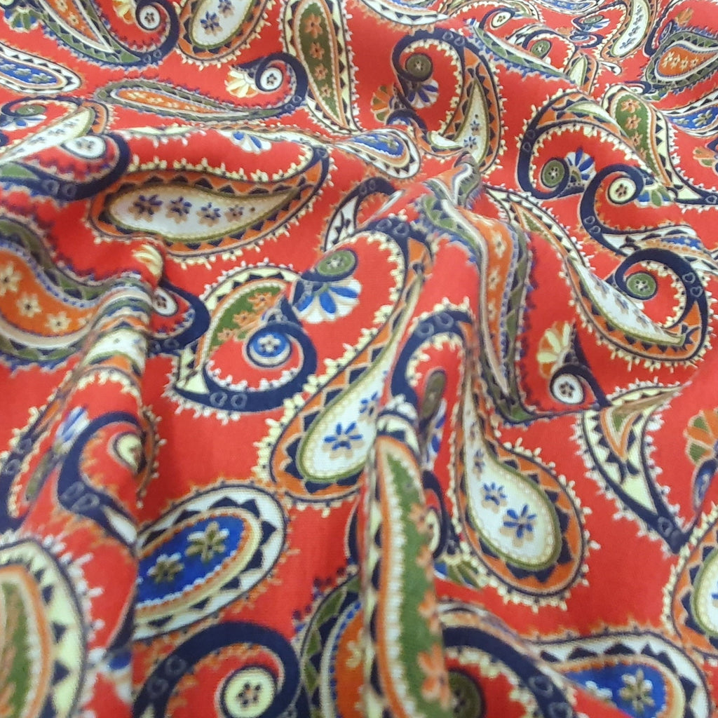 Cotton Fabric ~ Classic Paisley Print on Red Background ~ 100% Cotton Craft Fabric