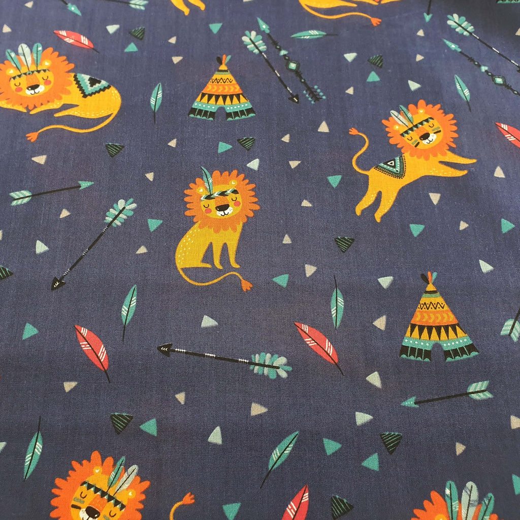 Childrens Fabric ~ Sleeping Lions ~ Wigwams ~ Arrows ~ Polycotton Prints