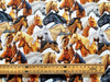 Cotton Canvas Fabric - Cute Multicoloured Horse Print