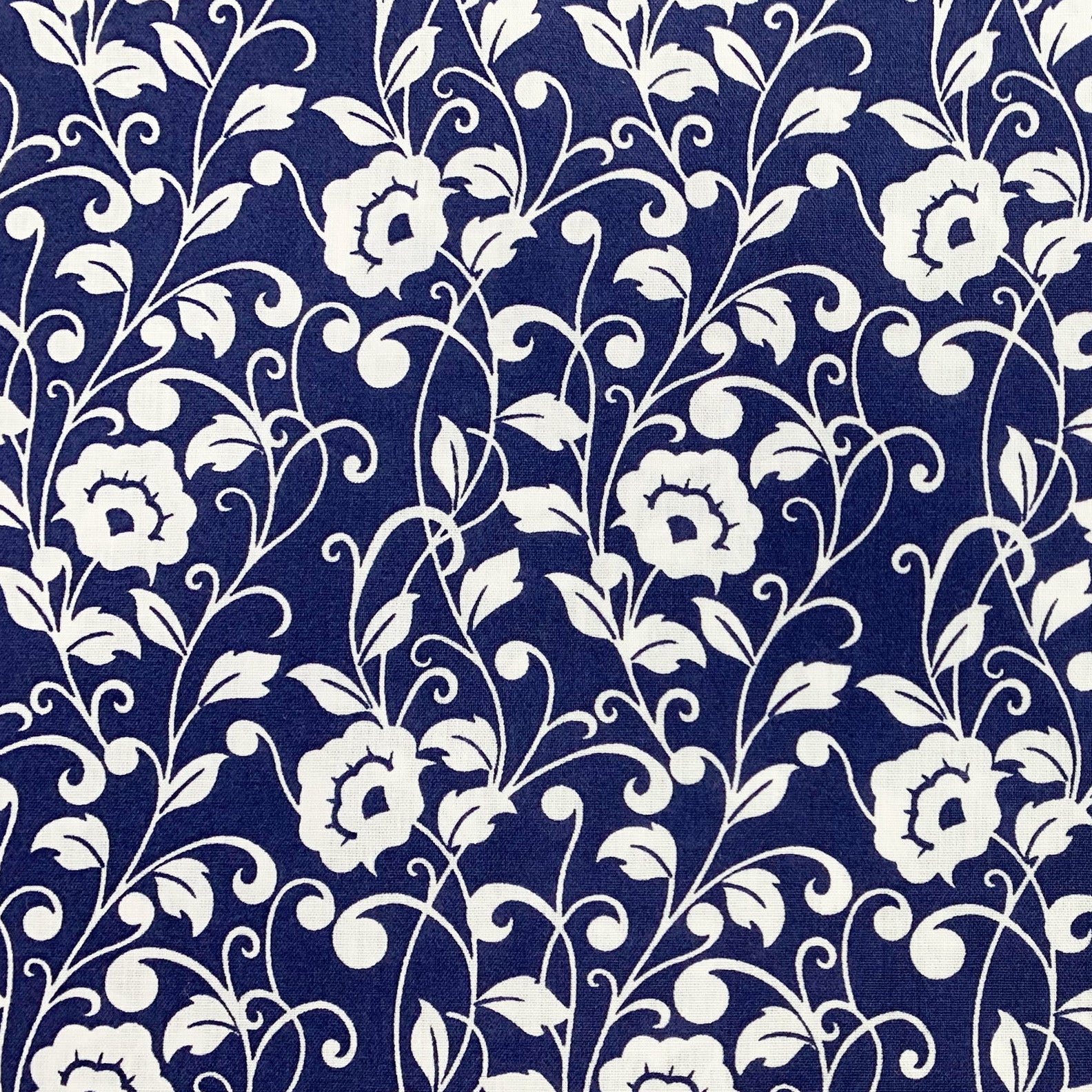 Navy Bouquet Blue Floral Tapestry Upholstery Fabric by The Yard