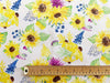 Cotton Fabric ~ Sunflower Days Yellow Purple & Blue Flowers on White ~ 100% Cotton Prints