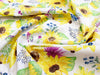 Cotton Fabric ~ Sunflower Days Yellow Purple & Blue Flowers on White ~ 100% Cotton Prints