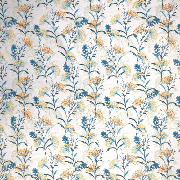 Cotton Fabric ~ Blue & Yellow Countryside Floral Print ~ 100% Cotton Prints