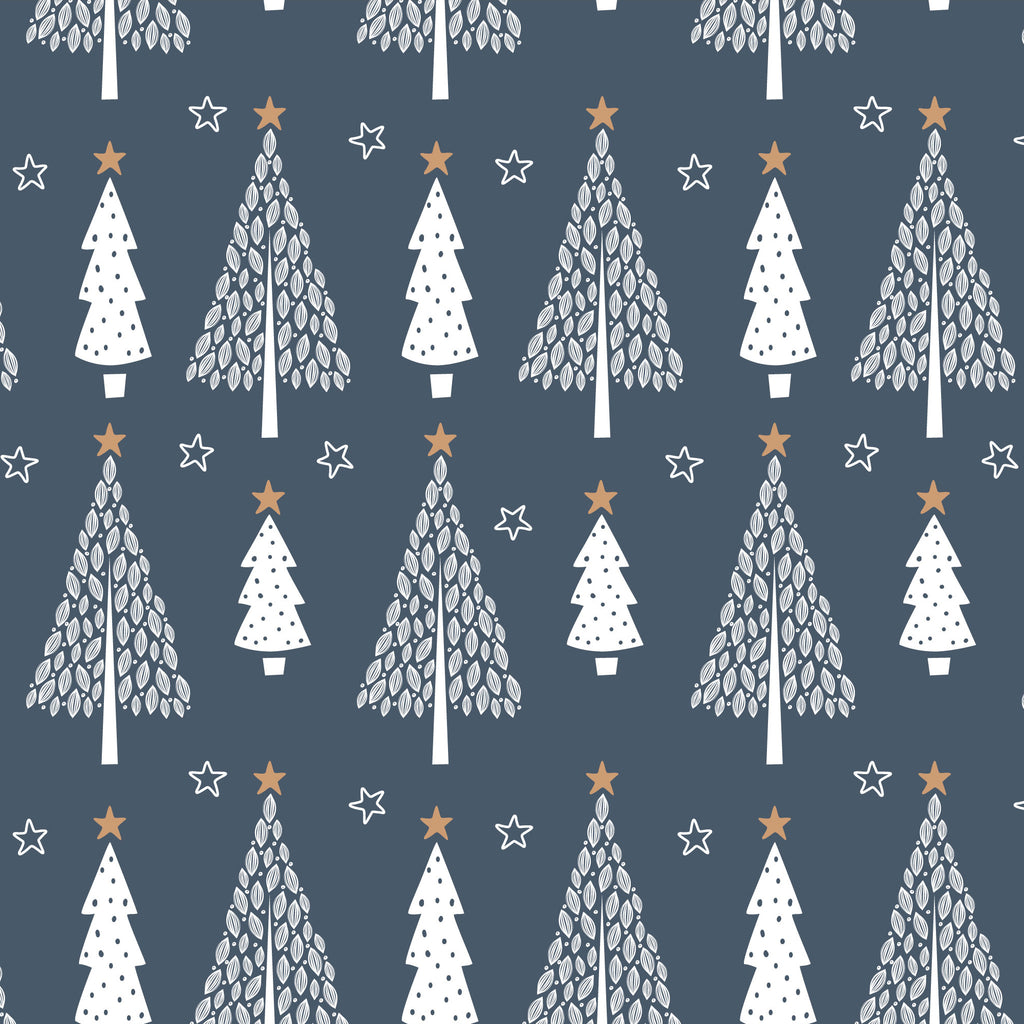 Christmas Fabric - Navy Christmas Trees