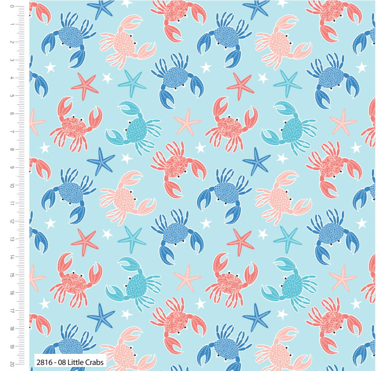 Cotton Fabric - By The Coast Little Crabs