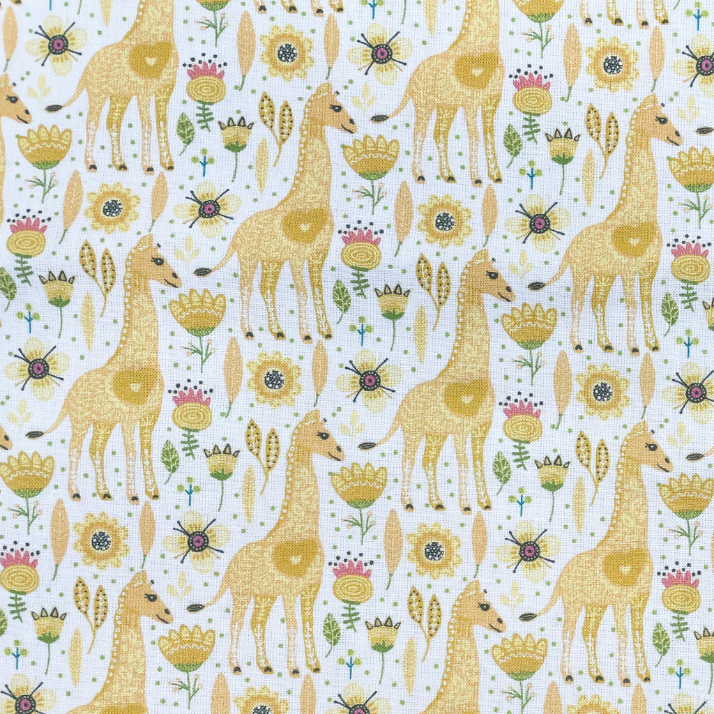 Cotton Fabric - Floral Giraffe Print - Little Johnny's Digital Print Fabric