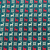 Christmas Fabric - Red & Gold Scandi Reindeer on Green - 100% Cotton
