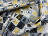 Christmas Fabric - Grey & Gold Check Reindeer Star Snowflake Squirrel - 100% Cotton