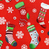 Christmas Fabric - Christmas Stockings & Snowflake on Red - 100% Cotton