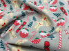 Christmas Fabric ~ Gingerbread Mew & Puddings on Grey ~ Polycotton Prints