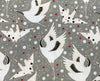 Digital Print Fabric - Origami Bird Print on Grey - 100% Cotton