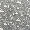 Nutex Wildwood Cotton Fabric - Cute Grey Fox & Hare Print