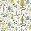 Nutex Wildwood Cotton Fabric - Cute Fox & Hare Print