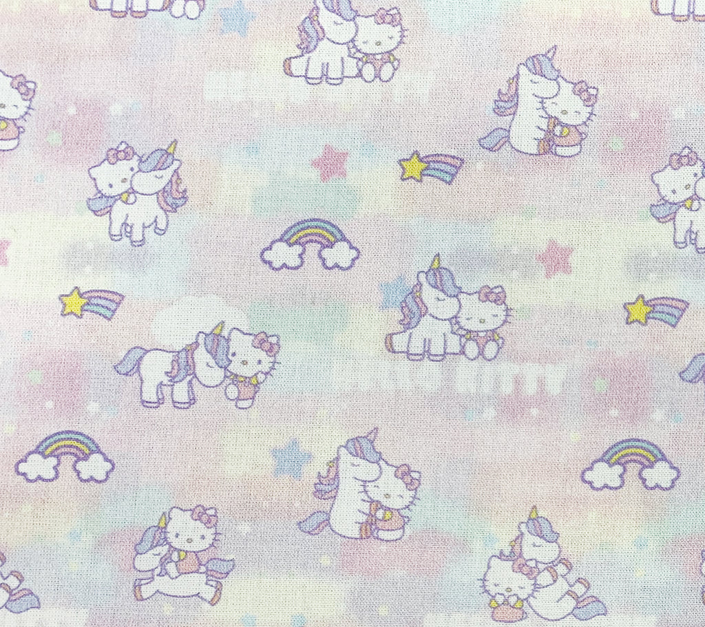 Childrens Fabric ~ Hello Kitty Candy Floss & Unicorn Print ~100