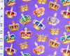 Coronation Fabric - Royal Crowns on Purple - 100% Cotton