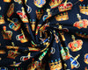 Coronation Fabric - Royal Crowns on Black - 100% Cotton