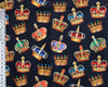 Coronation Fabric - Royal Crowns on Black - 100% Cotton