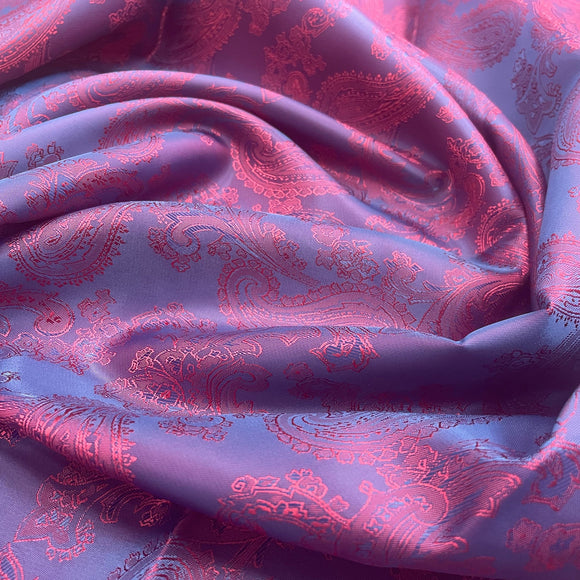 Paisley Jacquard Lining Fabric - Blue & Red Two Tone