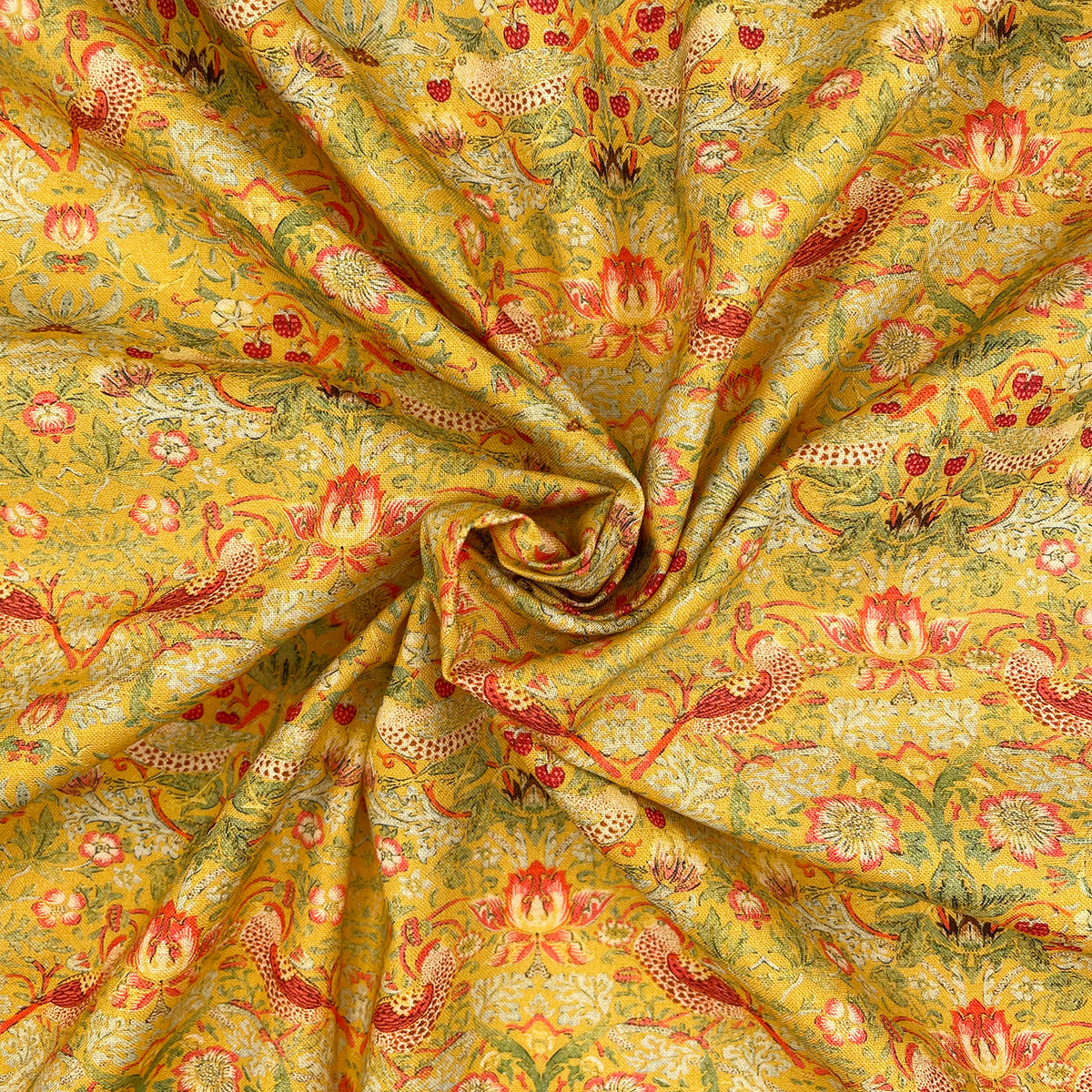 William Morris - Strawberry Thief - Ochre - Cotton Fabric – House of ...