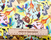 Children's Cotton Fabric - Jolly Jungle - Wild Animals - Cartoon Zoo Animals