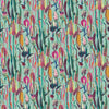 Cotton Fabric - Floral Print - Botanical - Duck Egg Blue