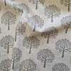 Upholstery Fabric - Cotton Rich Linen Look Material - Grey Mulberry Trees on Natural