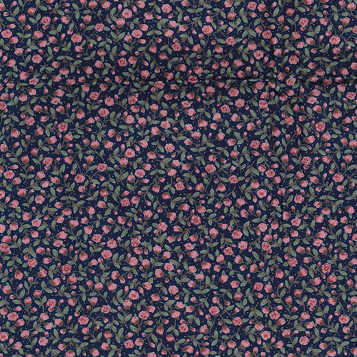 Floral Fabric ~ Ditsy Floral Print ~Pink Navy ~ 100% Cotton Poplin Fabric