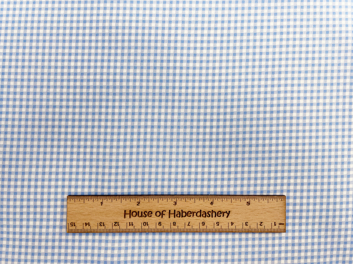Rose & Hubble Cotton Poplin Fabric – Blue & White Small Gingham Check – 45" Wide – Per Metre