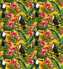 100% Cotton - Toucan Birds, Tropical Hibiscus Flowers & Palm Leaves on Yellow - Quality Cotton Craft Fabric Material