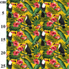 100% Cotton - Toucan Birds, Tropical Hibiscus Flowers & Palm Leaves on Yellow - Quality Cotton Craft Fabric Material