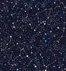 100% Cotton Poplin - Navy Blue & White Stars - Celestial - Astronomy