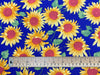 Cotton Fabric ~ Sunflowers on Royal Blue ~ 100% Cotton Poplin Prints