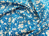 Floral Fabric - White Daisy Ditsy Flower on Teal Blue - 100% Cotton Poplin